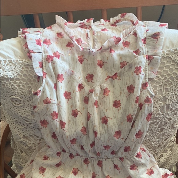 Women’s dress white colour with burgundy and gold flowers size small - Picture 3 of 4